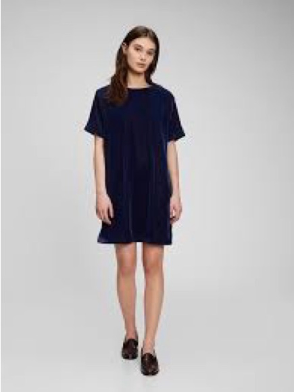 Gap Classic Short Sleeve Velvet T-Shirt Dress - Navy